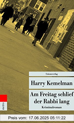 Binding : Broschiert, Edition : 1, Label : Unionsverlag, Publisher : Unionsverlag, medium : Broschiert, numberOfPages : 220, publicationDate : 2015-09-14, authors : Harry Kemelman, translators : Liselotte Julius, languages : german, ISBN : 329320709X