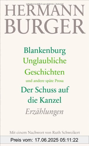 Binding : Gebundene Ausgabe, Edition : 2, Label : Verlag Nagel & Kimche AG, Publisher : Verlag Nagel & Kimche AG, medium : Gebundene Ausgabe, numberOfPages : 384, publicationDate : 2014-02-03, releaseDate : 2014-02-03, authors : Hermann Burger, publishers : Simon Zumsteg, languages : german, ISBN : 3312005949