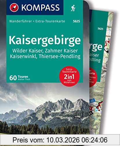 Walter Theil Kompass Wanderführer Kaisergebirge, Mit Extra-Tourenkarte, Gpx-Daten Zum Download