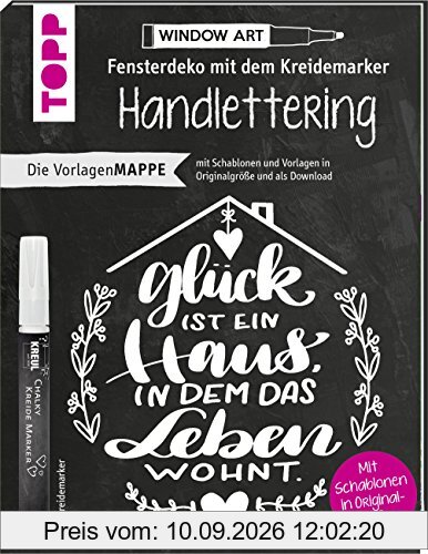 Vorlagenmappe Fensterdeko mit dem Kreidemarker - Handlettering. Inkl. Original Kreidemarker von Kreul und Schablonen: 7 Vorlagenbögen mit Motiven in ... Schablonen plus sämtliche Motive als Download