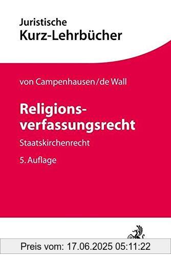 Brand : Beck C. H., Binding : Taschenbuch, Edition : 5., überarbeitete und ergänzte Auflage des bis zur 4. Auflage Staatskirchenrecht betitelten Buches, Label : C.H.Beck, Publisher : C.H.Beck, medium : Taschenbuch, numberOfPages : 436, publicationDate : 2022-10-26, authors : Campenhausen, Axel Freiherr von, Wall, Heinrich de, ISBN : 3406706185