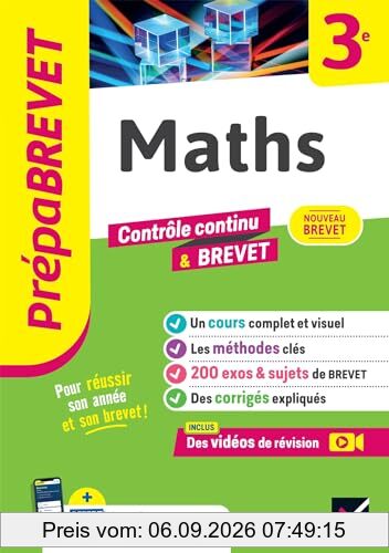 Maths 3e : contrôle continu & brevet : nouveau brevet