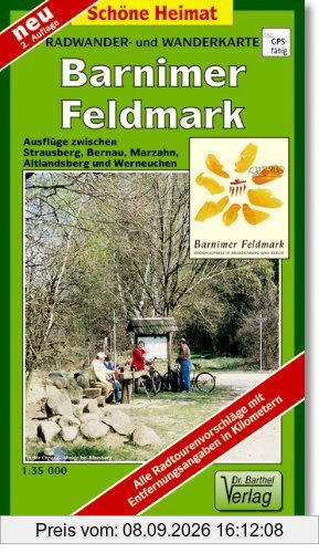 Radwander- und Wanderkarte Barnimer Feldmark: Ausflüge zwischen Marzahn, Bernau, Strausberg und Altlandsberg. 1:35000