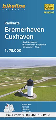 Radkarte Bremerhaven Cuxhaven (RK-NDS06): Bad Bederkesa, Bremervörde, Nordholz, Otterndorf, Stade 1:75.000, wetterfest/reißfest, GPS-tauglich mit UTM-Netz (Bikeline Radkarte)