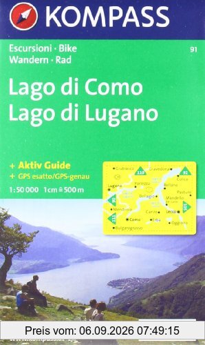 Kompass Karten, Lago di Como, Lago di Lugano: Wandern / Rad. Escursioni / bike. GPS-genau (Aqua3 Kompass)