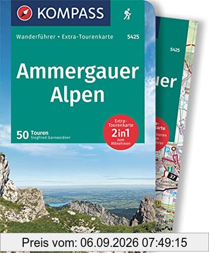 KOMPASS Wanderführer 5425 Ammergauer Alpen, 50 Touren: Wanderführer mit Extra-Tourenkarte 1:30.000, GPX-Daten zum Download.