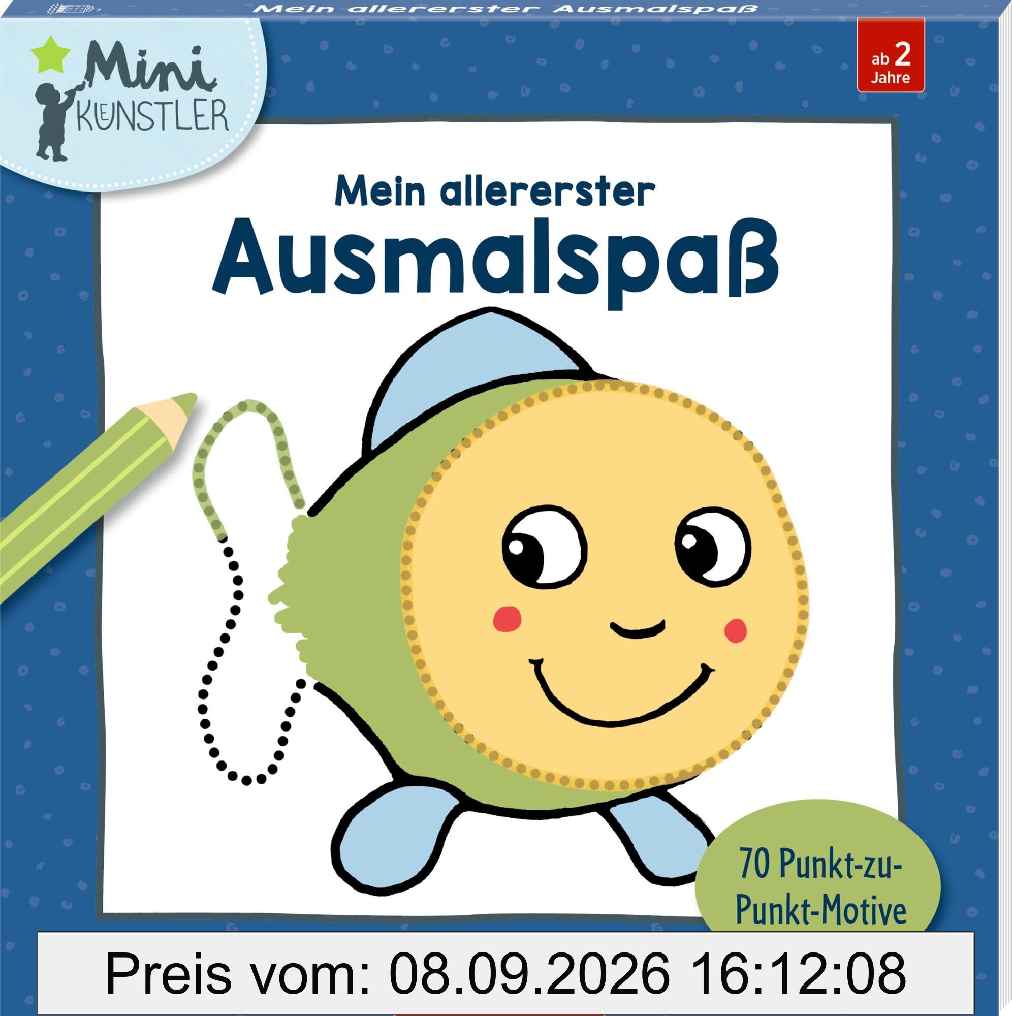Mein allererster Ausmalspaß: 70 Punkt-zu-Punkt-Motive: Dicker Malblock für Jungen und Mädchen ab 2 Jahren (Mini-Künstler)
