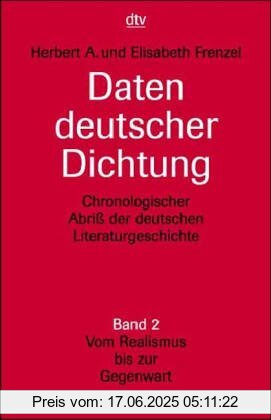 Binding : Broschiert, Edition : 33., Aufl., Label : Deutscher Taschenbuch Verlag, Publisher : Deutscher Taschenbuch Verlag, NumberOfItems : 1, medium : Broschiert, numberOfPages : 482, publicationDate : 1981-05-01, authors : Elisabeth Frenzel, Frenzel, Herbert A., languages : german, ISBN : 3423030046