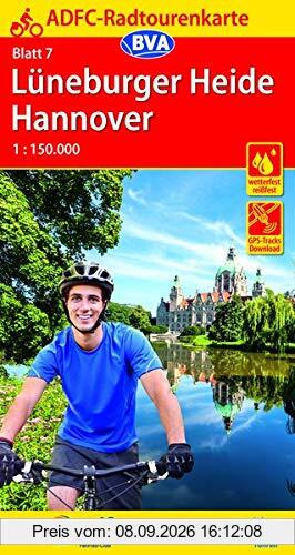 ADFC-Radtourenkarte 7 Lüneburger Heide /Hannover 1:150.000, reiß- und wetterfest, GPS-Tracks Download (ADFC-Radtourenkarte 1:150000)