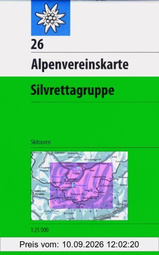 Silvrettagruppe: Skirouten - Topographische Karte 1:25000