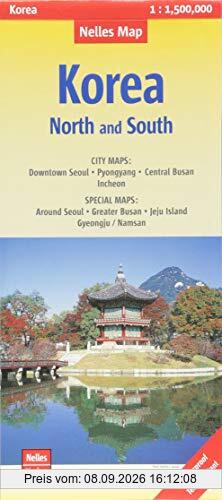 Nelles Map Landkarte Korea: North and South: 1:1,5 Mio | reiß- und wasserfest; waterproof and tear-resistant; indéchirable et imperméable; irrompible & impermeable