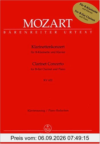 Klarinettenkonzert KV 622. Konzert in A für Klarinette und Orchester. Klavierauszug