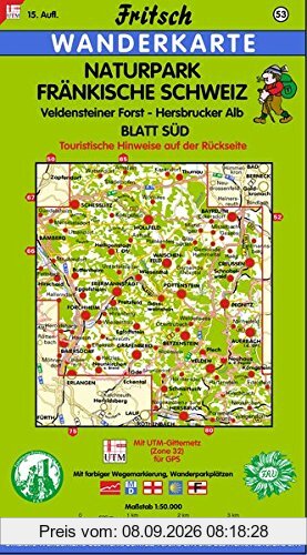 Fritsch Karten, Nr.53, Naturpark Fränkische Schweiz, Blatt Süd (Fritsch Wanderkarten 1:50000)