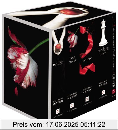Binding : Gebundene Ausgabe, Edition : Box, Label : Little, Brown Books for Young Readers, Publisher : Little, Brown Books for Young Readers, NumberOfItems : 1, PackageQuantity : 1, medium : Gebundene Ausgabe, numberOfPages : 2752, publicationDate : 2010-10-12, authors : Stephenie Meyer, languages : english, ISBN : 031613290X