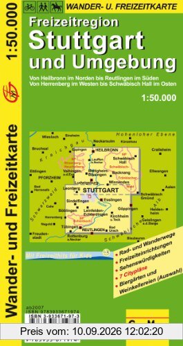 Freizeitregion Stuttgart und Umgebung 1 : 50 000. Wander- und Freizeitkarte