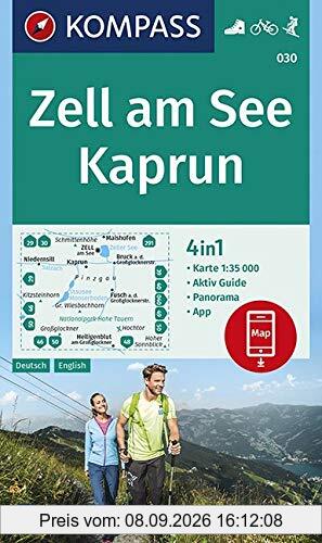 Zell am See, Kaprun: 4in1 Wanderkarte 1:35000 mit Aktiv Guide und Panorama inklusive Karte zur offline Verwendung in der KOMPASS-App. Fahrradfahren. Skitouren. (KOMPASS-Wanderkarten, Band 30)
