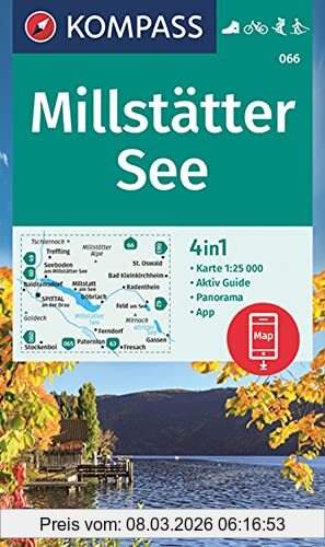 Kompass-Karten GmbH Kompass Wanderkarte 066 Millstätter See 1, 25000, 4in1 Wanderkarte Mit Aktiv Guide Und Panorama Inklusive Karte Zur Offline Verwendung In Der