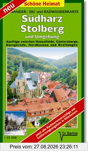 Wander-, Ski- und Radwanderkarte Südharz, Stolberg und Umgebung: Ausflüge zwischen Hasselfelde, Güntersberge, Harzgerode, Nordhausen und Breitungen (Schöne Heimat)