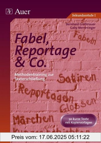 Binding : Broschiert, Edition : 1, Label : Auer Gmbh, Publisher : Auer Gmbh, medium : Broschiert, numberOfPages : 104, publicationDate : 2008-12-31, authors : Bernhard Grafenauer, Gaby Memminger, languages : german, ISBN : 3403045617