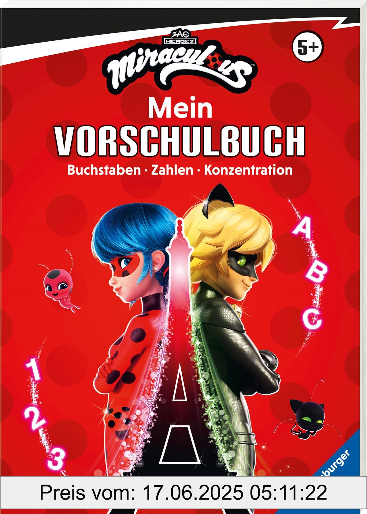 Binding : paperback, Edition : 1, Label : Miraculous : Das große Vorschulbuch - Buchstaben, Zahlen, Konzentration, medium : paperback, numberOfPages : 96, publicationDate : 2025-01-15, languages : german, ISBN : 3473498254
