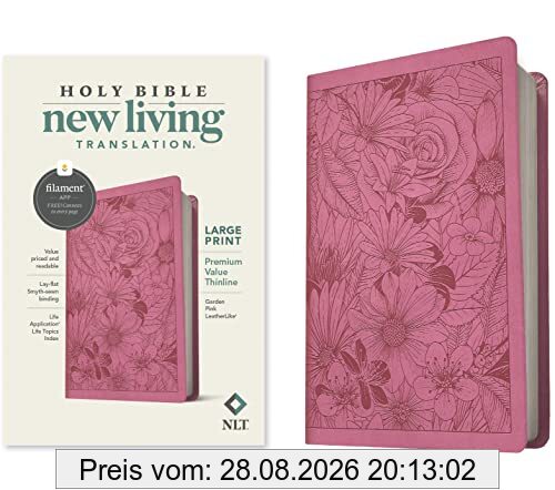 Tyndale Nlt Large Print Premium Value Thinline Bible, Filament-Enabled Edition (Leatherlike, Garden Pink), New Living Translation, Garden Pink, Leatherlike,