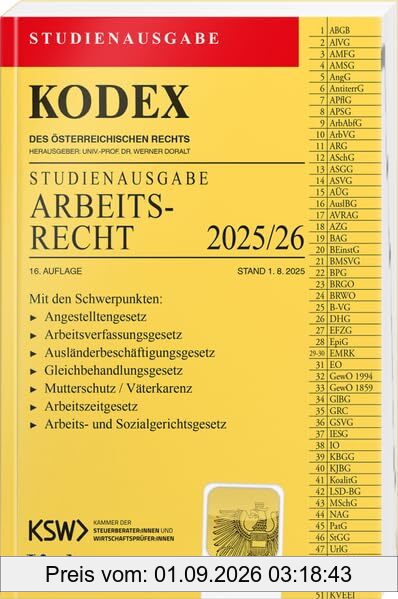 KODEX Studienausgabe Arbeitsrecht 2025/26: Studienausgabe