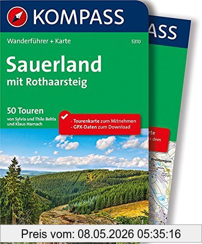 Sylvia und Thilo Behla Sauerland Mit Rothaarsteig, Wanderführer Mit Extra-Tourenkarte, 50 Touren, Gpx-Daten Zum Download (Kompass-Wanderführer, Band 5310)
