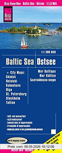 Reise Know-How Landkarte Ostsee (1:1.300.000) mit Stadtplänen Danzig, Helsinki, Kopenhagen, Riga, St. Petersburg, Stockholm, Tallinn: world mapping project