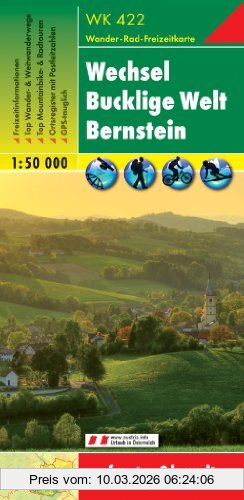 Freytag-Berndt und Artaria Kg Freytag Berndt Wanderkarten, Wk 422, Wechsel - Bucklige Welt - Bernstein, Gps, Utm - Maßstab 1, 50 000, Ortsverzeichnis. Kultur,