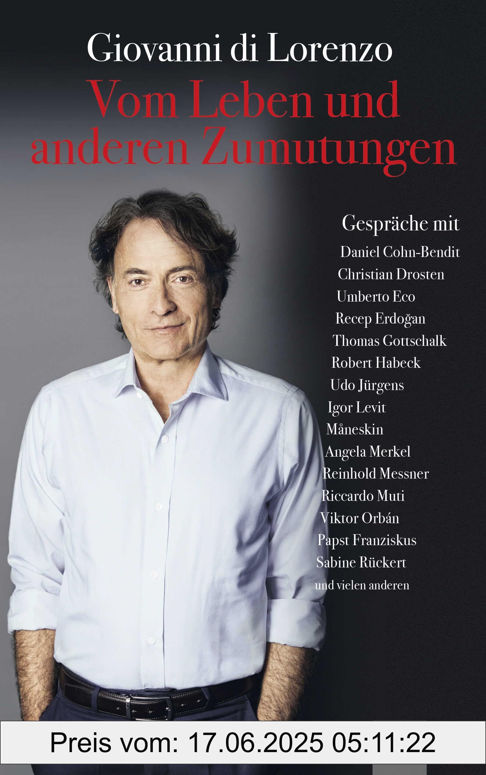 Binding : pocket_book, Edition : 1., Label : Vom Leben und anderen Zumutungen : Gespräche mit Zeitgenossen, medium : pocket_book, numberOfPages : 368, publicationDate : 2025-04-10, releaseDate : 2025-04-10, languages : german, ISBN : 3462007033