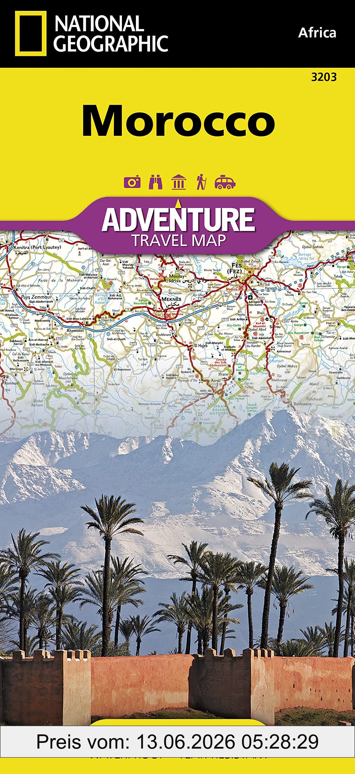 National Geographic Maps Marokko, National Geographic Adventure Maps, Waterproof. Tear-resistent