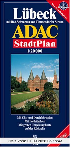 ADAC Stadtpläne, Lübeck mit Bad Schwartau: Mit Bad Schwartau und Timmendorfer Strand. Mit City- und Durchfahrtsplan. Mit Postleitzahlen. Mit großer Umgebungskarte