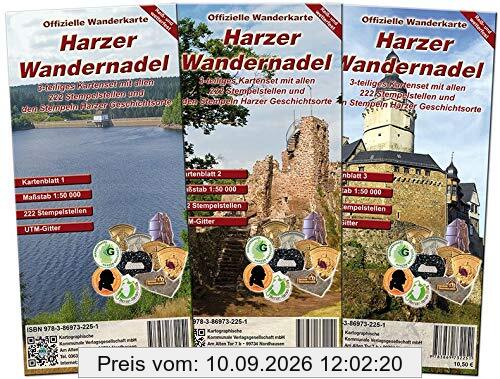 Harzer Wandernadel: Offizielles - 3-teiliges wetterfestes Kartenset