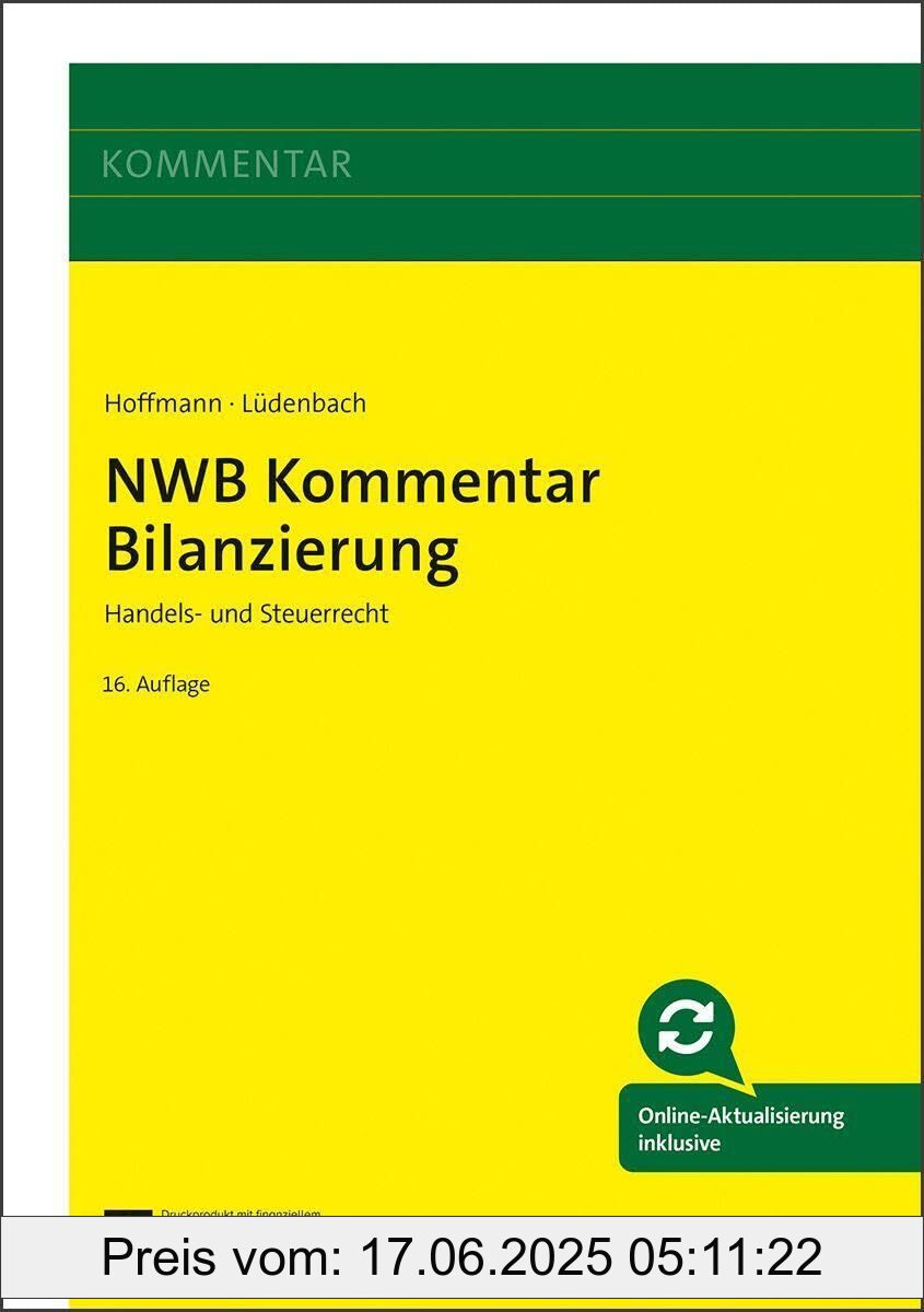 Binding : paperback, Edition : 16., aktualisierte Auflage. Aktualisierung im Internet inklusive., Label : NWB Kommentar Bilanzierung : Handels- und Steuerrecht., Format : audiobook, medium : paperback, numberOfPages : 2607, publicationDate : 2025-02-17, languages : german, ISBN : 348268376X