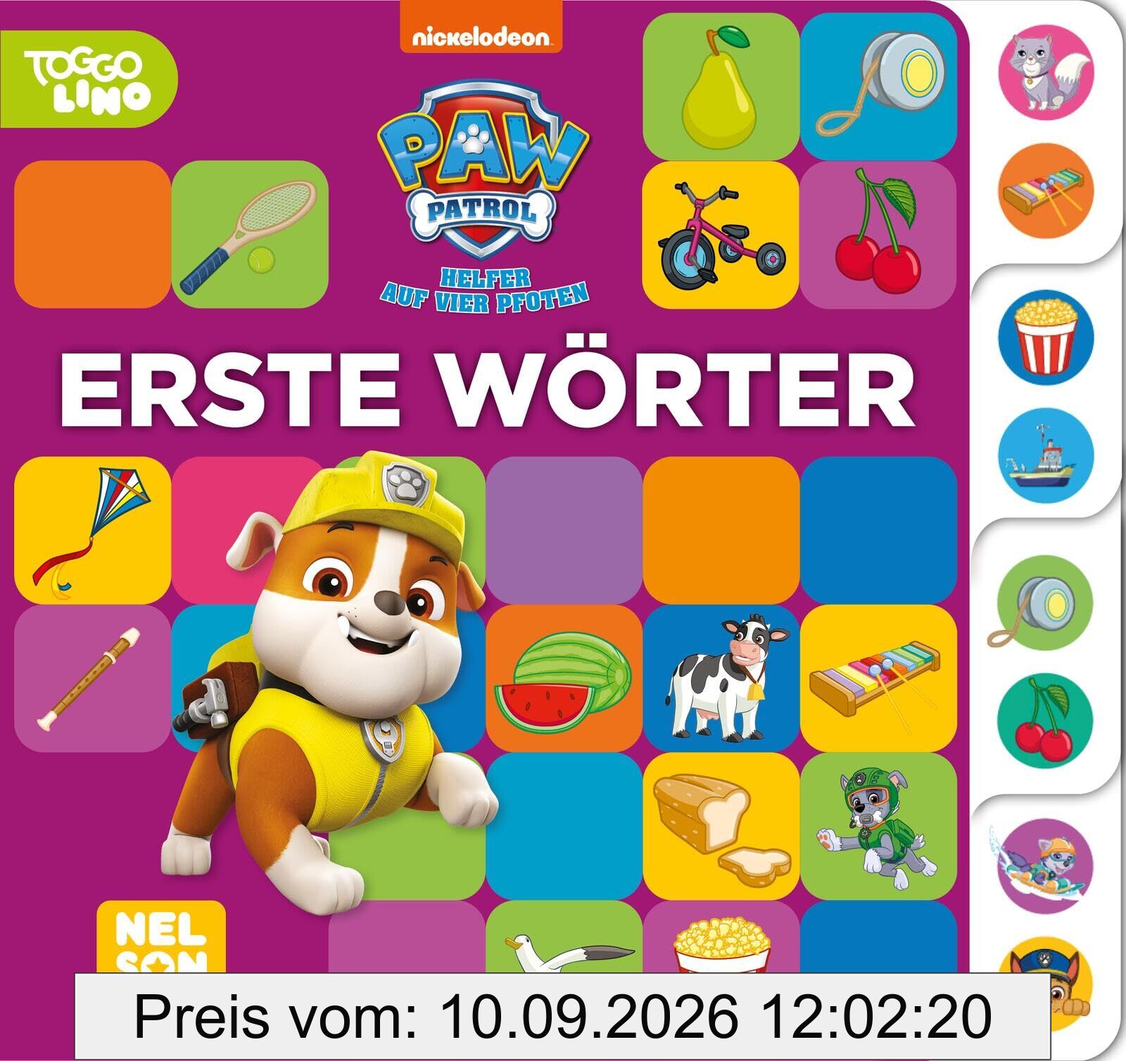PAW Patrol Lernbuch: Erste Wörter: Pappbilderbuch mit buntem Register | Mit buntem Register für Kinder ab 3 Jahren