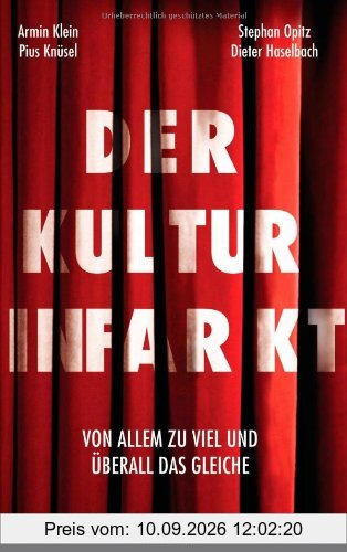 Der Kulturinfarkt: Von Allem zu viel und überall das Gleiche. Eine Polemik über Kulturpolitik, Kulturstaat, Kultursubvention.