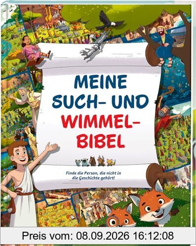 Meine Such- und Wimmelbibel. Finde die Person, die nicht in die Geschichte gehört! Ein kunterbuntes Wimmelbuch zu den schönsten Bibel-Geschichten für Kinder. Mit spannenden Such-Rätselaufgaben