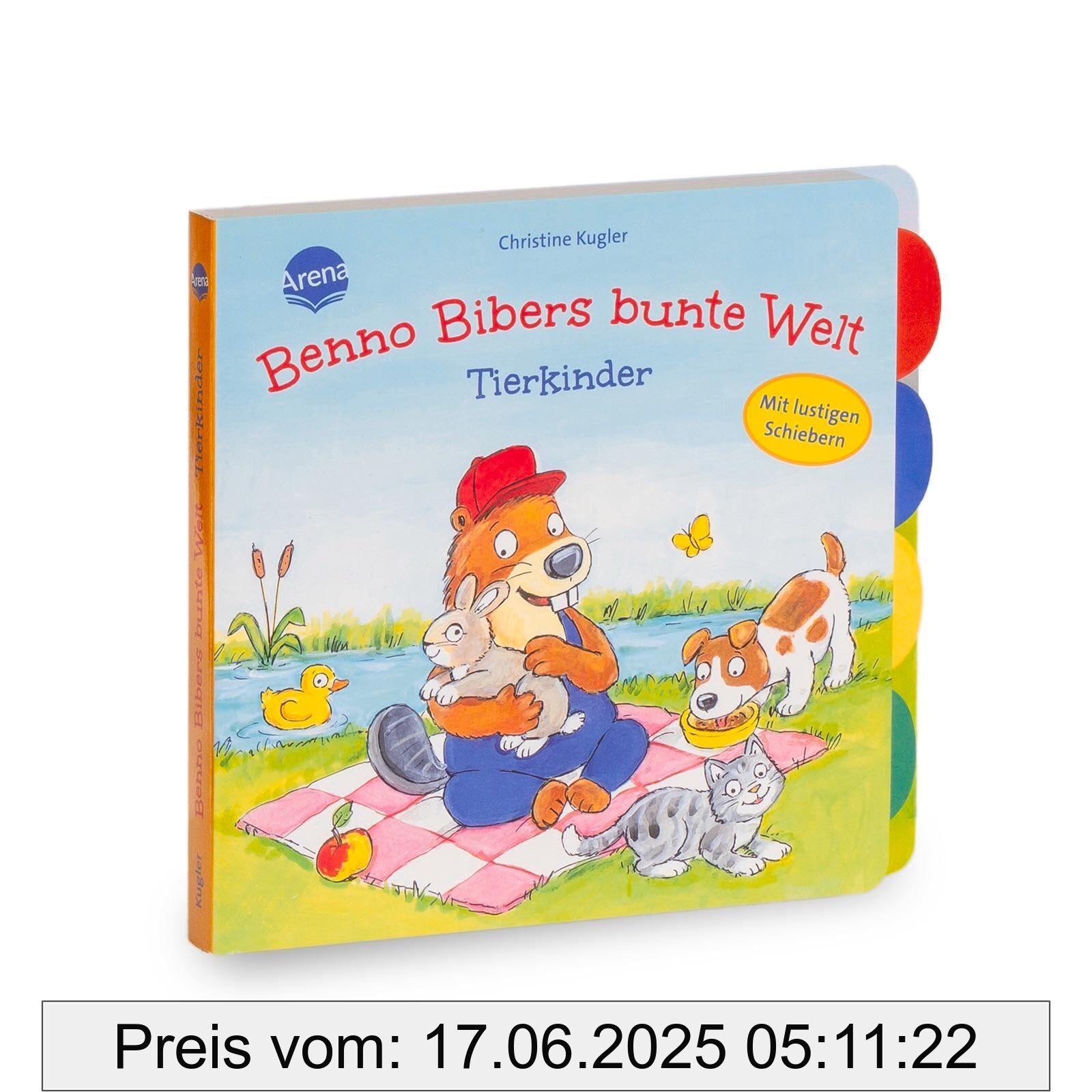 Brand : Arena, Binding : board_book, Label : Benno Bibers bunte Welt. Tierkinder : Pappbilderbuch ab 18 Monaten mit Verwandelschiebern und Register, medium : board_book, numberOfPages : 12, publicationDate : 2024-06-14, languages : german, ISBN : 340172097X