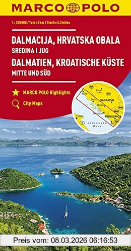 Collectif Marco Polo Karte Hr Dalmatien, Kroatische Küste 1, 200 000, Mitte Und Süd (Marco Polo Karten 1, 200.000)