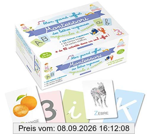 Mon grand coffret Montessori des lettres rugueuses : majuscules et cursives