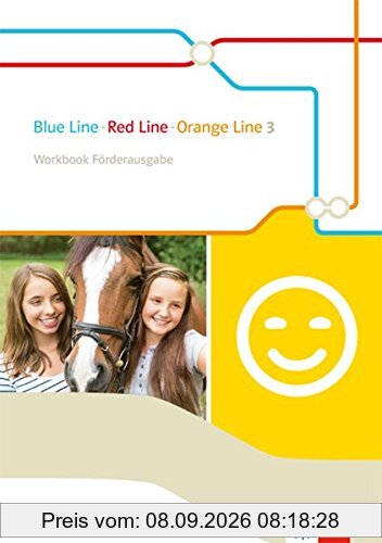 Blue Line - Red Line - Orange Line / Workbook Förderausgabe: Begleitmaterial zu allen Klett Englischlehrwerken außer Green Line / 7. Klasse