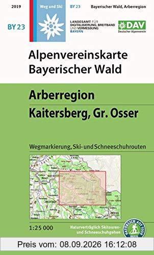 Alpenvereinskarte Bayerischer Wald, Arberregion, Kaitersberg, Osser: Wegmarkierung, Ski- und Schneeschuhrouten (Alpenvereinskarten)