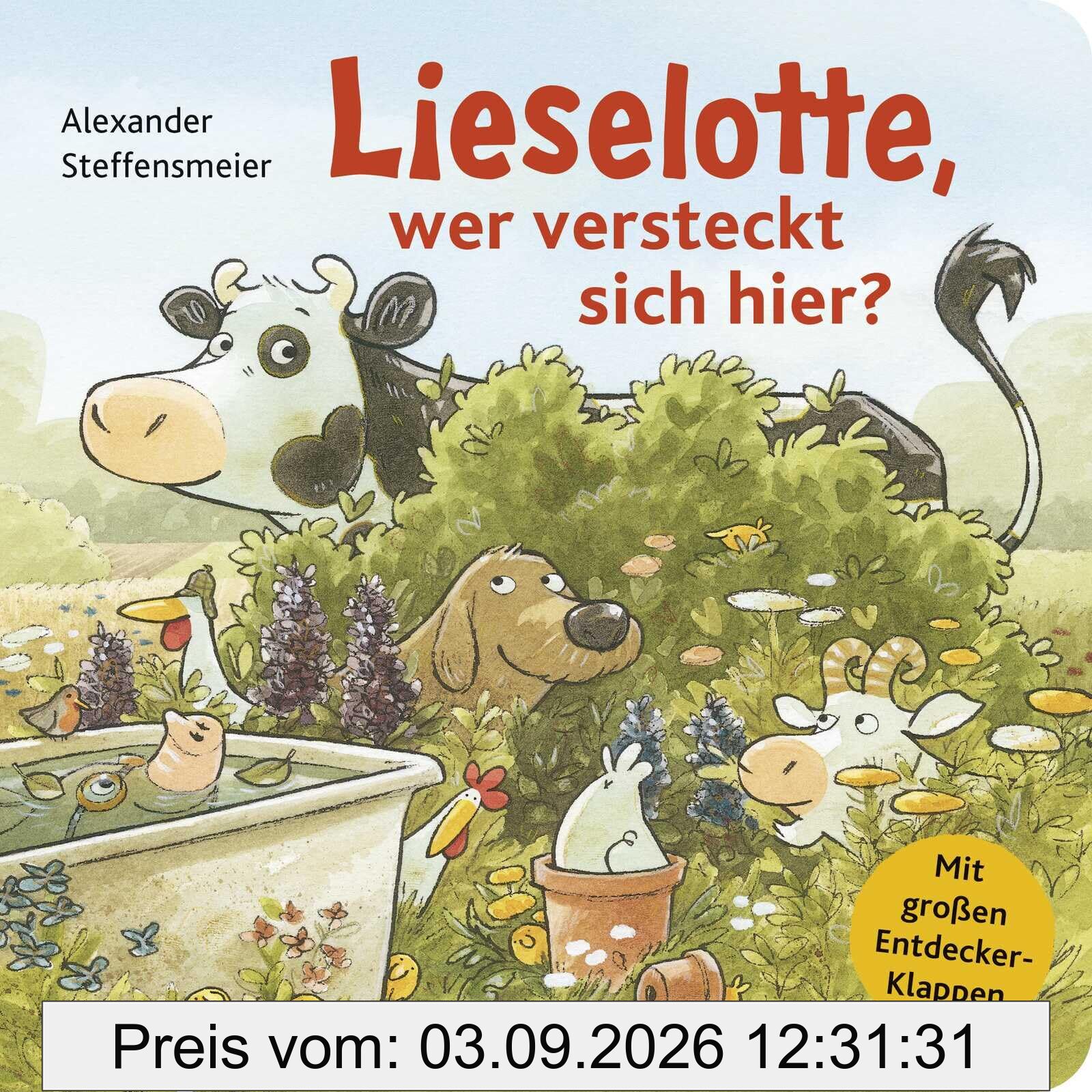 Lieselotte, wer versteckt sich hier?: Mit großen Entdecker-Klappen | Pappbilderbuch mit Klappen zum Suchen und Entdecken für Kinder ab 2 Jahren (Pappbilderbücher von Kuh Lieselotte, Band 21)