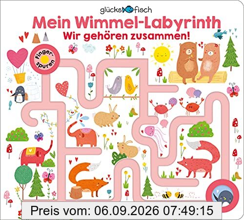 Glücksfisch: Mein Wimmel-Labyrinth: Wir gehören zusammen!: Fingerspurenbuch ab 2 Jahren