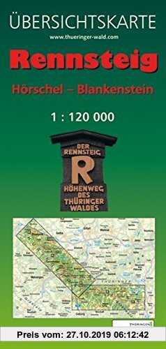 Gebr. - Übersichtskarte Rennsteig: Hörschel - Blankenstein. Maßstab 1:120.000.