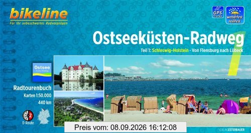 bikeline Radtourenbuch: Ostseeküsten-Radweg Teil 1: Schleswig-Holstein. Von Flensburg nach Lübeck. 1:75.000. GPS-Download, wetterfest/reißfest
