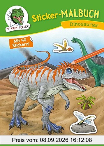 Sticker-Malbuch Dinosaurier: 40 Sticker zum Gestalten von Bildern, Brotdosen & Co. (Malbücher und -blöcke)