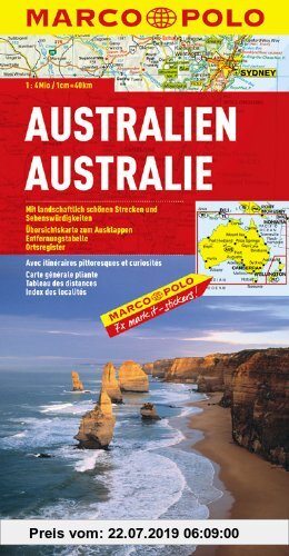 Gebr. - MARCO POLO Kontinentalkarte Australien 1:4 Mio.: Mit landschaftlich schönen Strecken und Sehenswürdigkeiten. Übersichtskarte zum Ausklappen, E