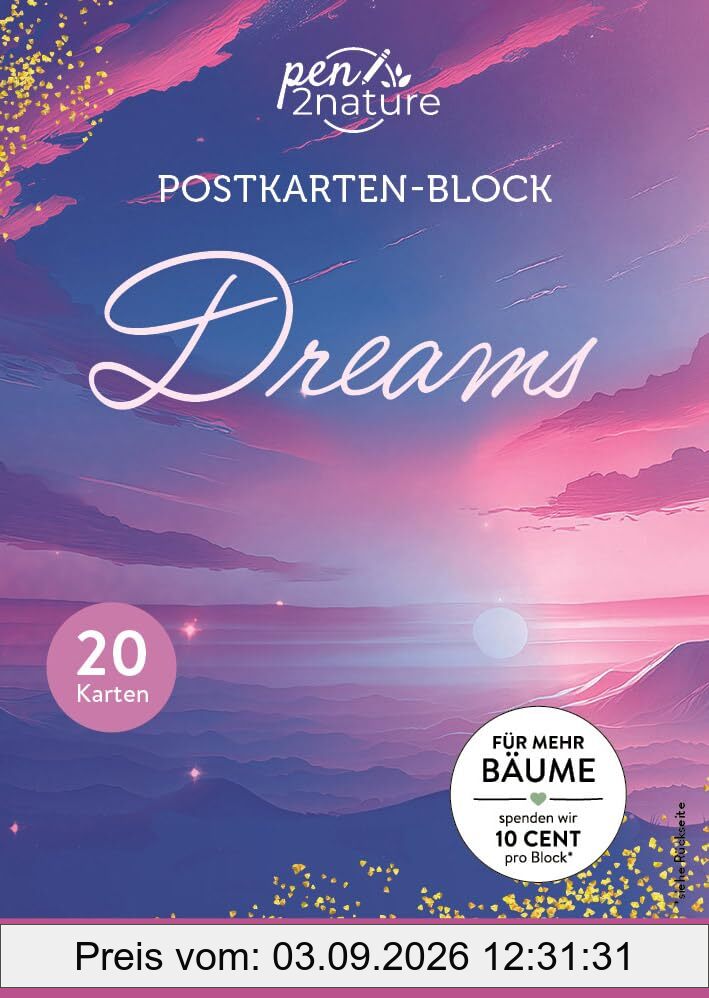 Postkartenblock Dreams: 20 Karten I 100% Recyclingpapier 100% Naturliebe