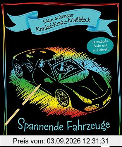 Mein schönster Krickel-Kratz-Malblock. Spannende Fahrzeuge
